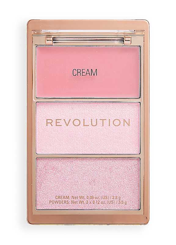 Revolution Highlight Icon Palette, Trio of Cream, Powder and Shimmer, Buildable Pigment to Highlight with Ease, Pink Posse, 2.8g - Image 3