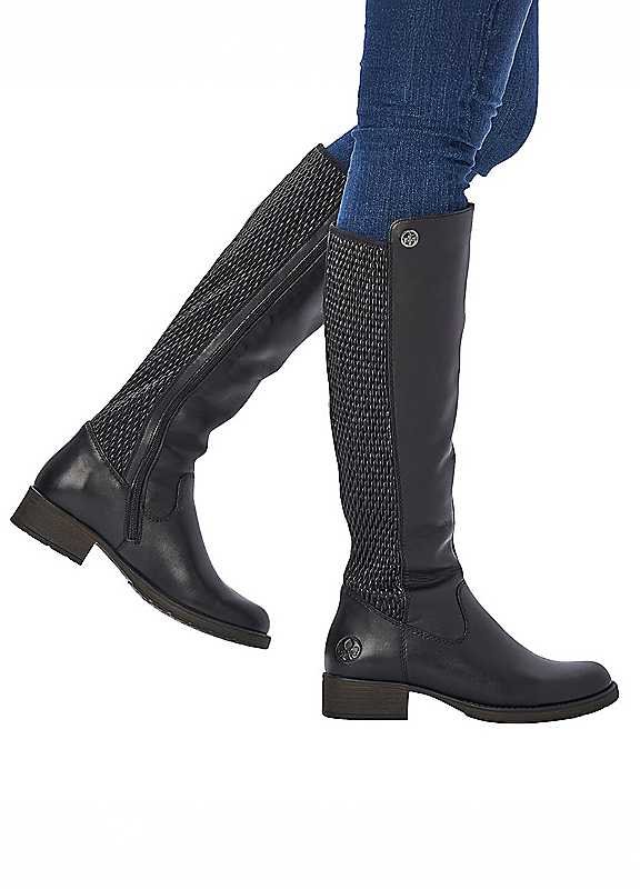 Rieker Women's Black Leather Knee High Boot - Image 6