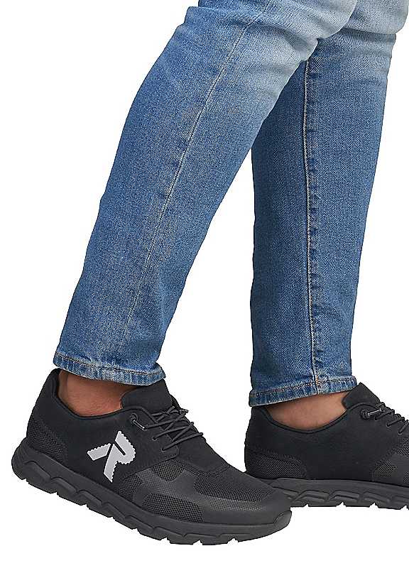 Rieker Black Cushioned Slipon Trainers Size 8