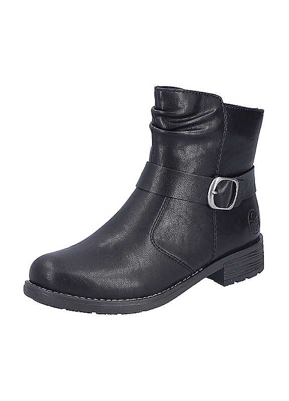 Rieker Black Sidezip Slouch Ankle Boots - Image 3