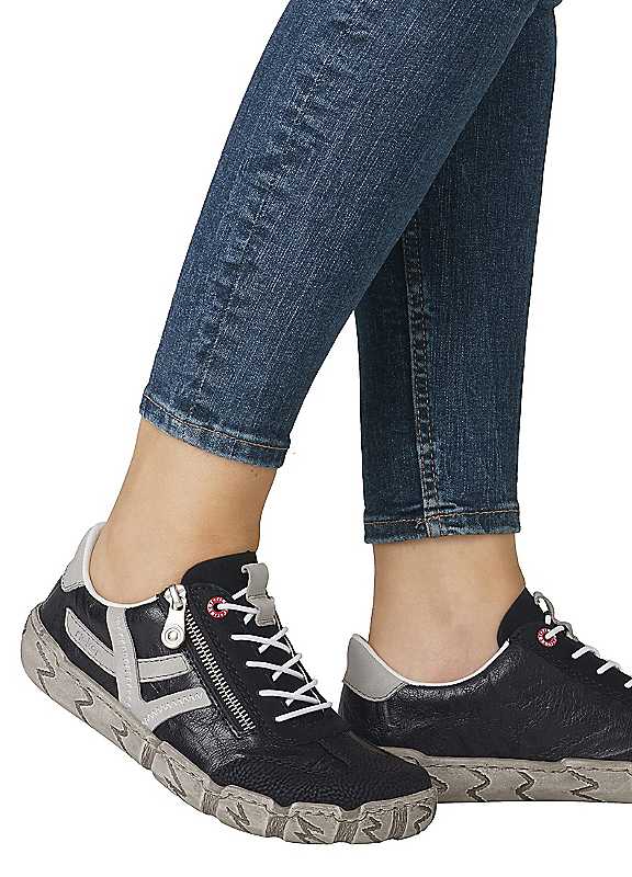 Rieker Black Slipon Platform Trainers Size 8