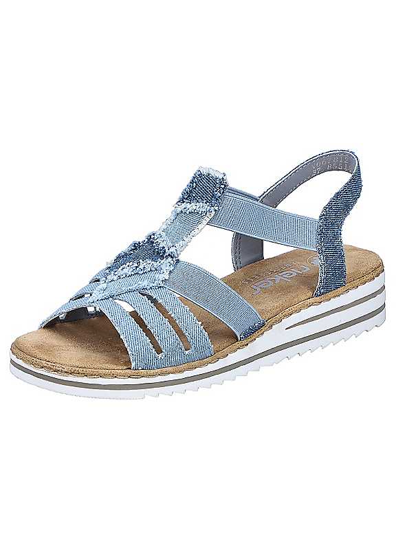 Rieker Blue Strappy Wedge Sandals Size 6