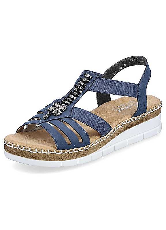 Rieker Blue Strappy Wedge Sandals Size 6