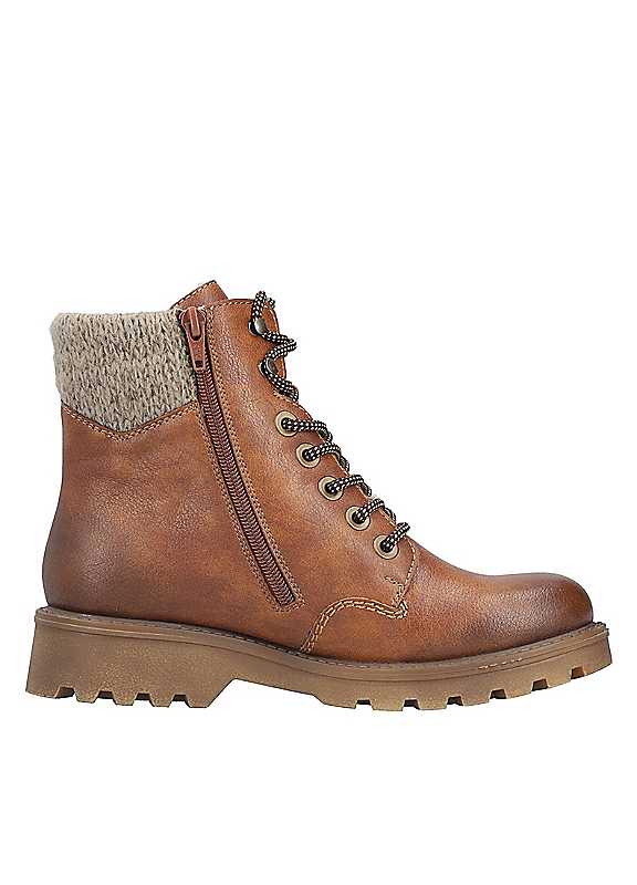Rieker Tan Water Resistant Warm Lined Ankle Boots - Image 3
