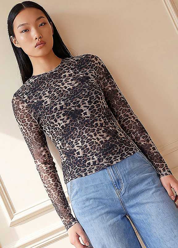 Dusk Women's Animal Mesh Top in Chocolate | Size: 8 - Image 4