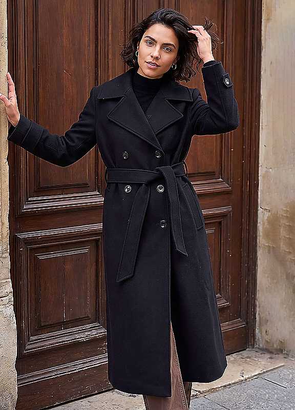 Roman Belted Smart Coat, Black, Size 20, Women - Image 4
