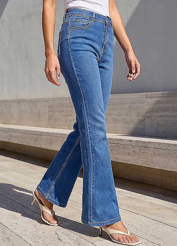 Dusk Women's Mid Blue Bootcut Jeans In | Size: 10 - Image 6