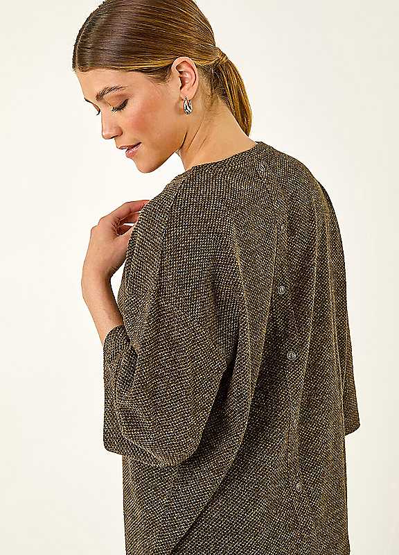 Roman Women's Khaki Button Back Stretch Top In | Size: 18 - Image 7