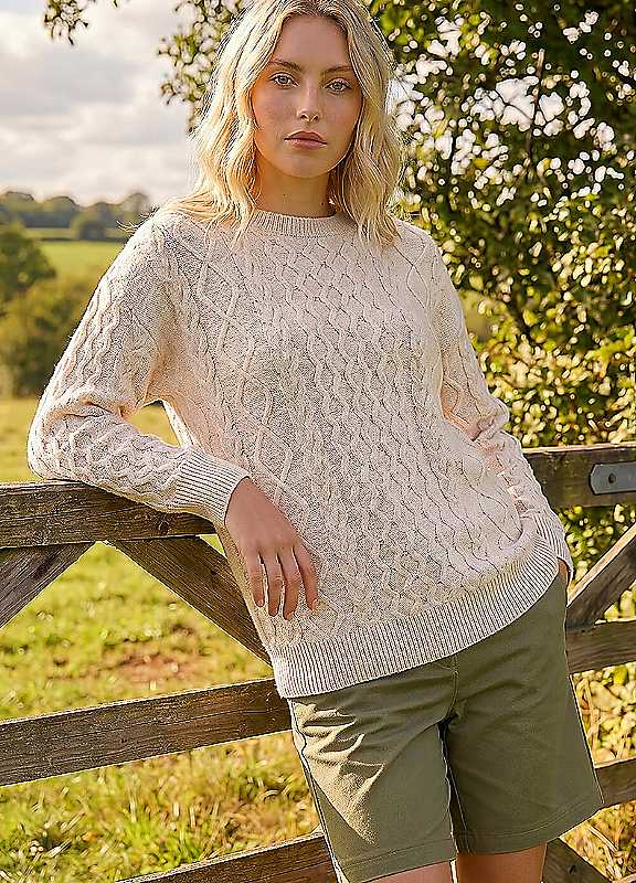 Roman Women's Ivory Cable Knit Jumper Size 18 - Image 8