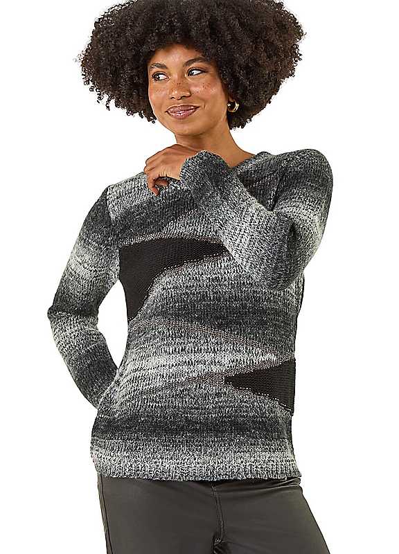 Roman Black Colour Block Knit Jumper