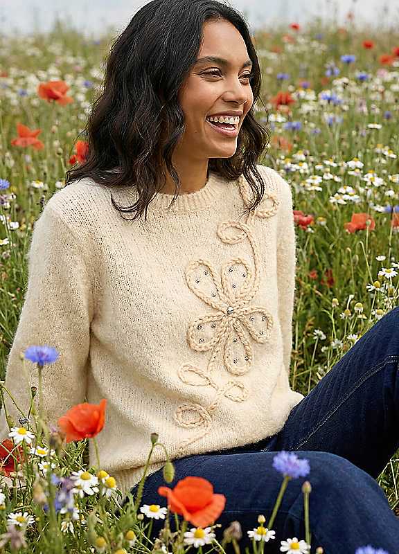 Roman Cornelli Floral Knit Jumper, White, Women - Image 4