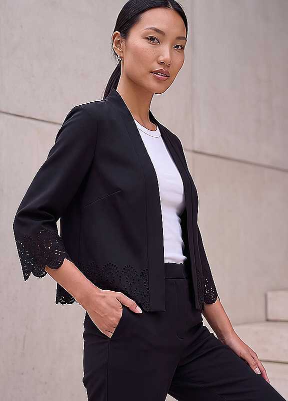 Roman Women's Black Crepe Cut Out Jacket In | Size: 14 - Image 7