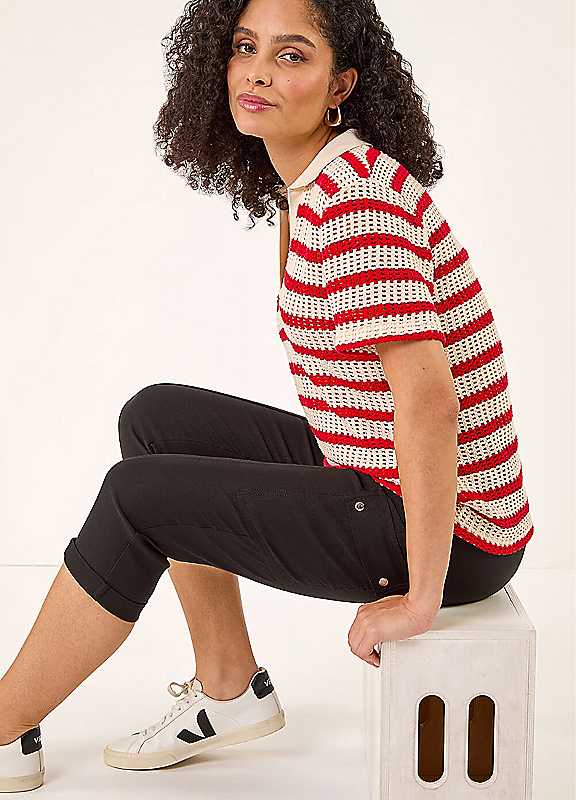 Roman Women's Black Cropped Cargo Stretch Trouser In | Size: 12 - Image 3