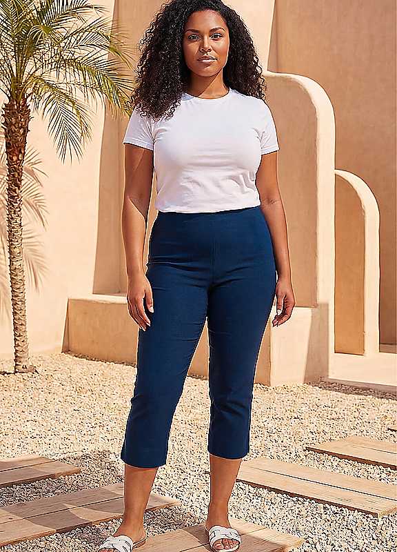 Roman Women's Midnight Curve Cropped Elastic Waist Stretch Trouser In Size 22-24 - Image 5