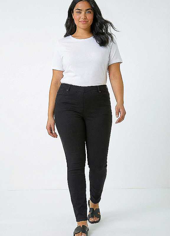 Roman Curve Women's Black Elastic Waist Stretch Denim Jegging Size 26-28 - Image 3