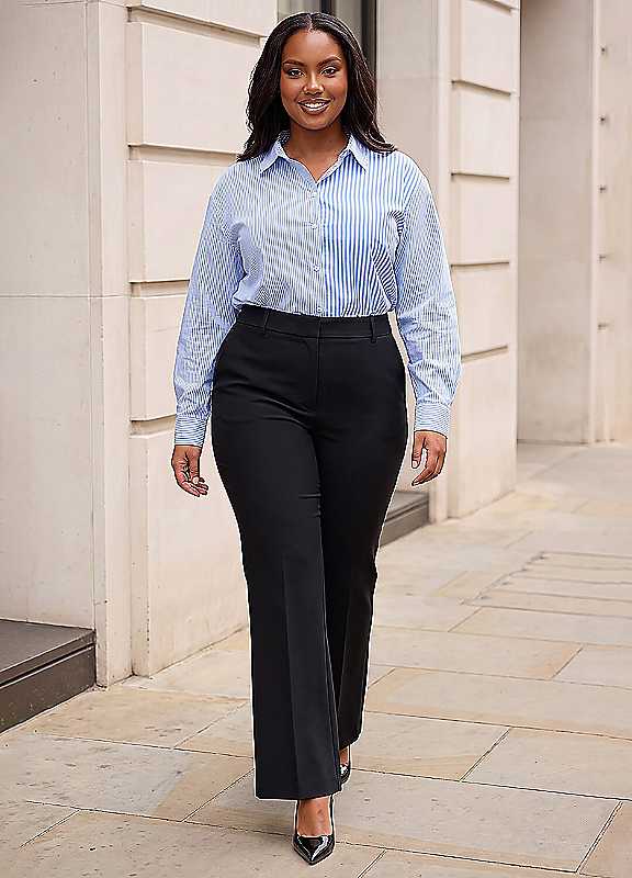 Roman Women's Black Curve Full Length Bootcut Trouser In Size 16 - Image 4