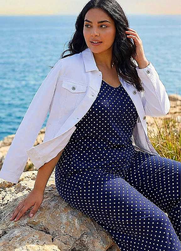 Roman Women's White Curve Cotton Denim Jacket In | Size: 18 - Image 4
