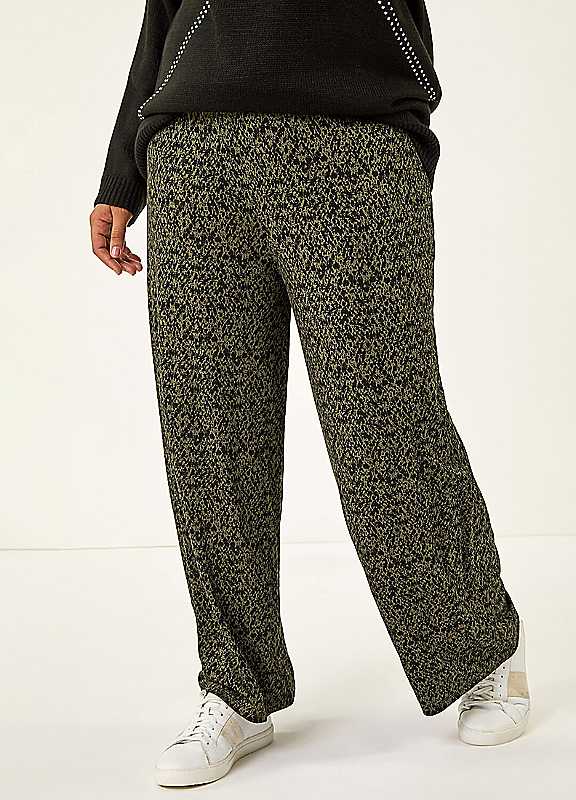 Roman Women's Khaki Curve Paisley Wide Leg Culottes In Size 26-28 - Image 3