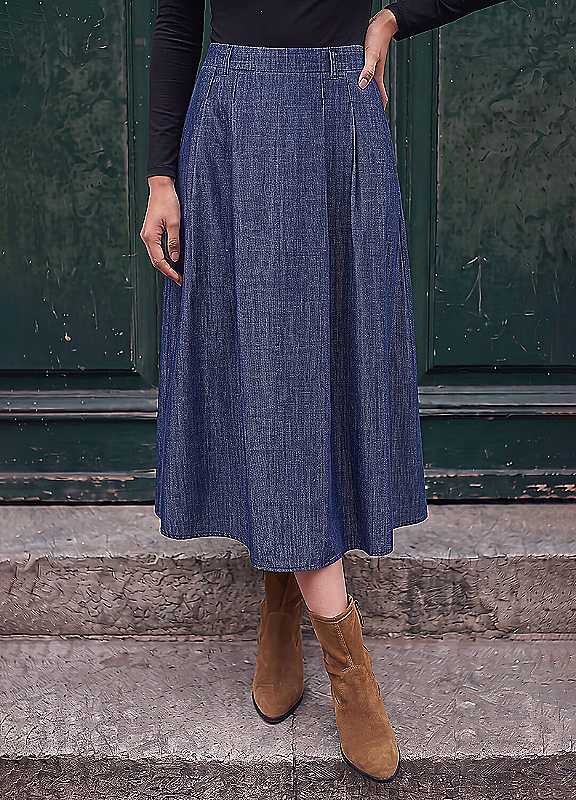 Roman Women's Denim A-Line Woven Skirt Size 16 - Image 7