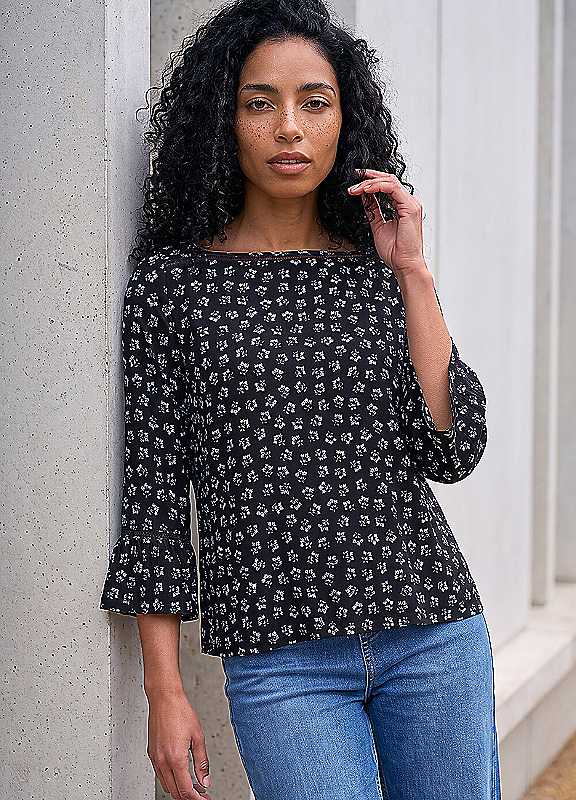 Roman Women's Blue Ditsy Square Neck Top In | Size: 14 - Image 3