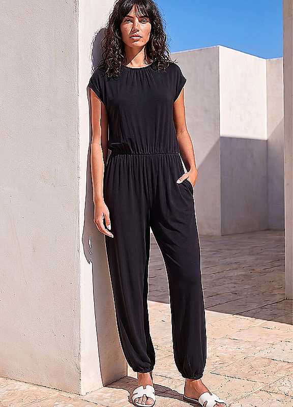 Roman Women's Black Elasticated Waist Jumpsuit Size 16 - Image 5