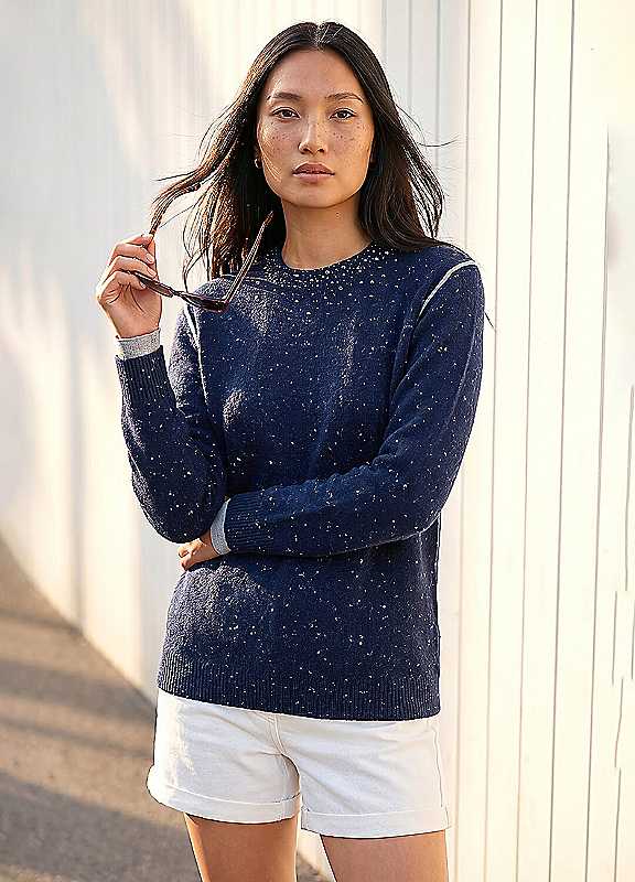 Roman Women's Navy Embellished Knit Jumper In | Size: 10 - Image 4