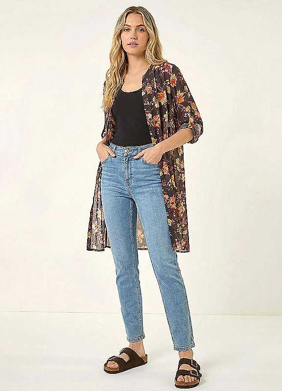 Roman Women's Orange Floral Print Longline Blouse Size 18 - Image 3