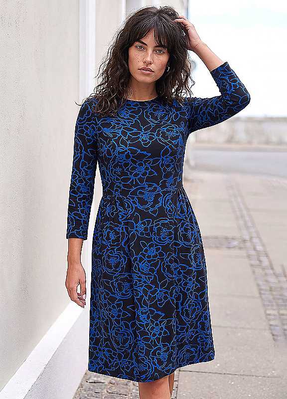 Roman Women's Floral Side Ruched Dress in Blue | Size: 18 - Image 4