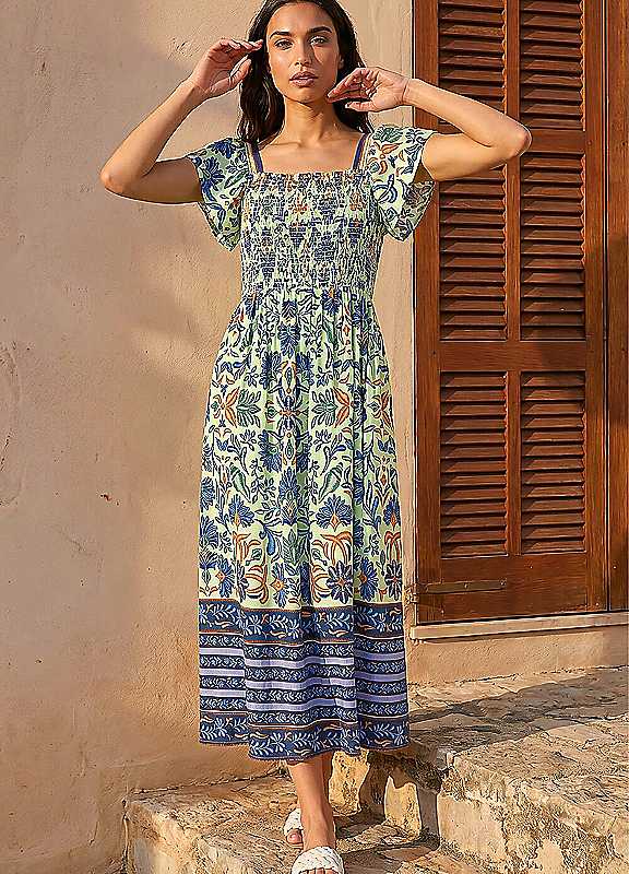 Roman Women's Green Leaf Border Midi Dress In | : Size 14 - Image 3