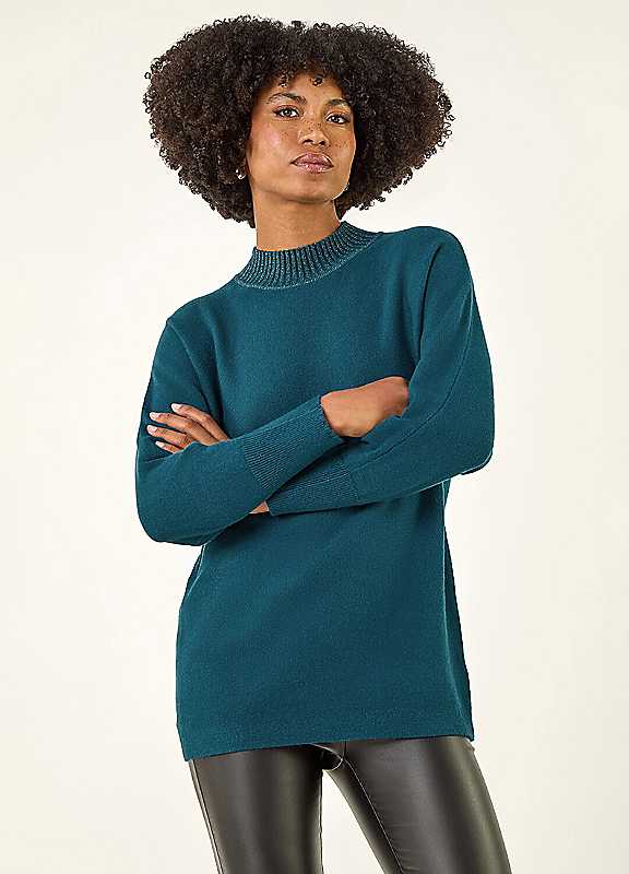 Roman Women's Blue Metallic Tie Front Knitted Jumper - Image 5