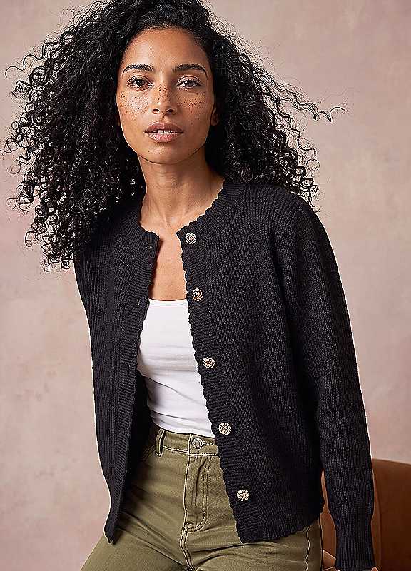 Roman Women's Multi Button Knit Cardigan Sweater in Black | Size: 16 - Image 4