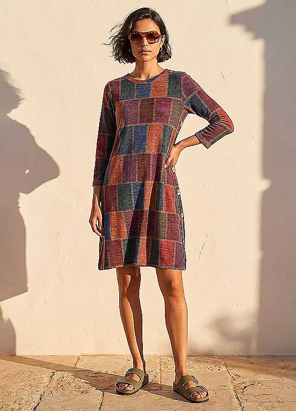 Roman Women's Red Patchwork Button Swing Dress In | : Size 16 - Image 3