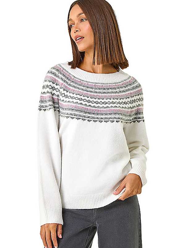 Roman Ivory Pearl Embellished Printed Jumper - Image 3