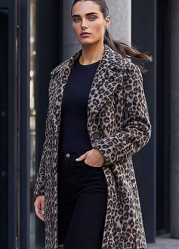 Roman Women's Petite Animal Boucle Coat in Brown | Size: 16 - Image 4