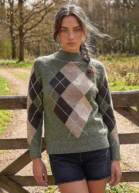Roman Women's Petite Agryle Knit Jumper in Khaki | Size: 18 - Image 5