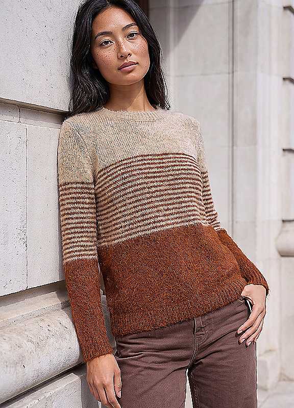 Roman Women's Orange Petite Block Stripe Knit Jumper In Size 16 - Image 3