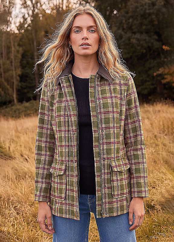 Roman Women's Green Petite Check Contrast Coat In Size 14 - Image 4