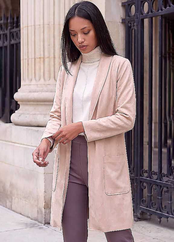 Roman Women's Light Pink Petite Faux Suede Pocket Jacket In | Size: 18 - Image 3