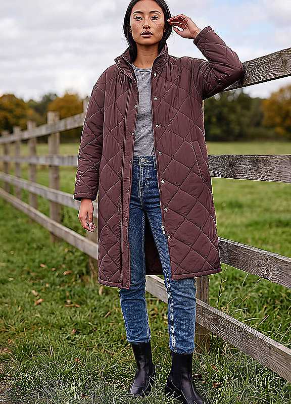 Roman Women's Petite Oversized Puffer Coat in Wine | Size: 14 - Image 3