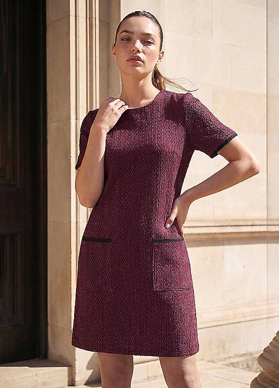 Roman Women's Wine Petite Textured Dress In | : Size 14 - Image 3