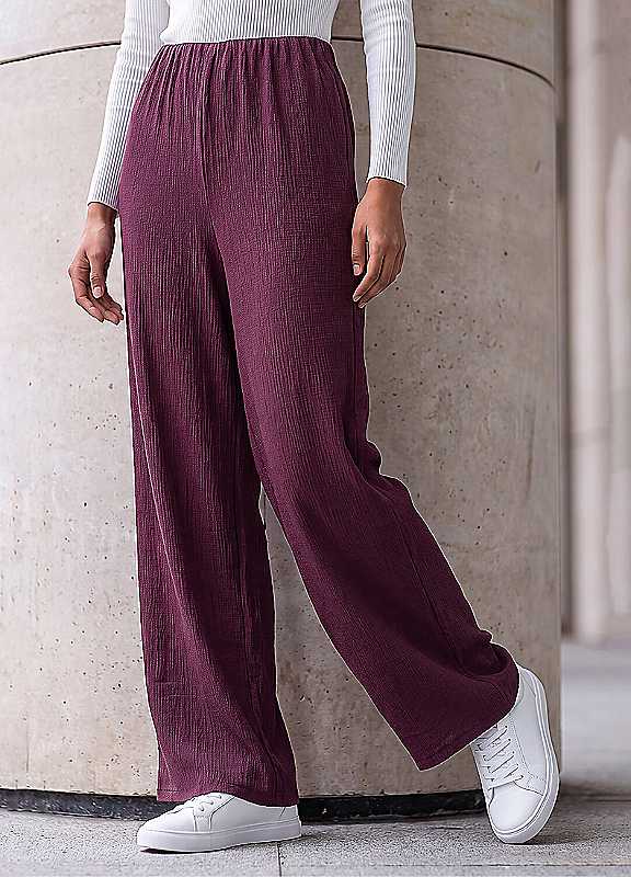 Roman Women's Wine Petite Textured Trouser In Size 12 - Image 3