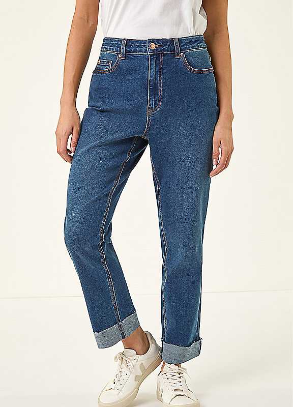 Roman Indigo Petite Turn Up Pocket Jeans