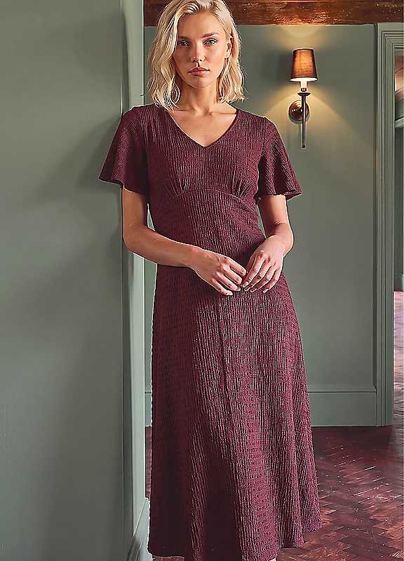 Roman Women's Purple Petite V-Neck Fit & Flare Dress - Image 4