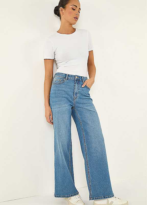 Roman Originals Wide Leg Jeans for Women UK Ladies Denim Trousers Palazzo Pants Jeggings Stretchy Cotton Summer Winter Smart Office Work Party Flattering Bottoms - Image 2