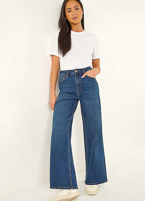 Roman Petite Women's Indigo Wide Leg Jeans Size 18 - Image 2