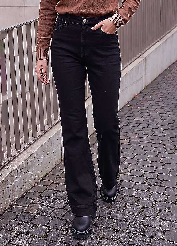 Roman Women's Black Pocket Stretch Flare Jeans In Size 10 - Image 2