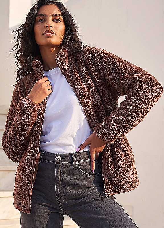 Roman Chocolate Sherpa Fleece Jacket - Image 4