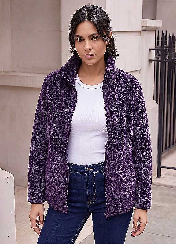 Roman Originals Soft Sherpa Fleece Jacket for Women UK - Ladies Autumn Everyday Winter Holiday Pull-On Comfy Soft Vacation Work Teddy Coat - Image 4