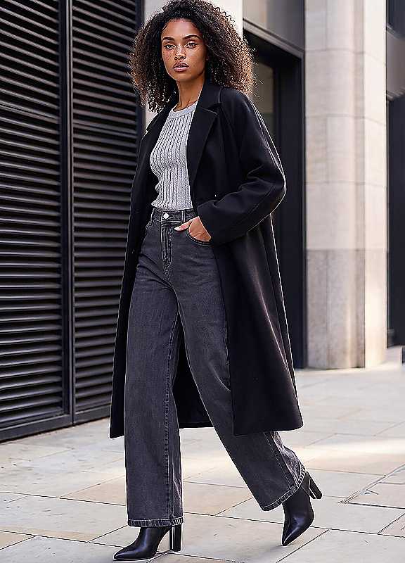 Dusk Women's Single Breasted Longline Coat in Black | Size: 14 - Image 3