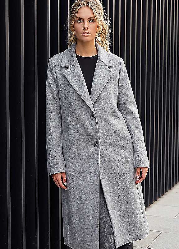 Roman Womens Single Breasted Fully Lined Longline Coat, Grey, Size 20, Women - Image 7